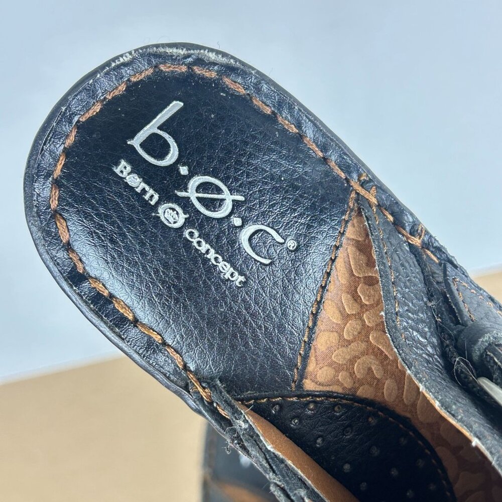 b.o.c. Born Concept Leather Mules Womens 8 Black Buckle Comfort Casual - Picture 9 of 10